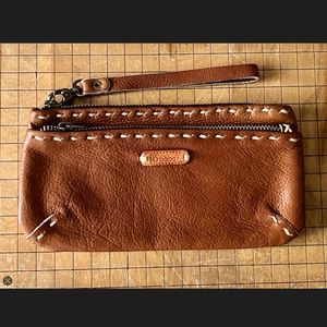 Vintage Y2K Brown Leather Wristlet